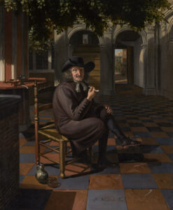 NAIVEAU, Mathijs – Portrait of Bartholomeus Cromhout smoking a pipe in his kitchen