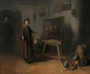 REMBRANDT Harmensz van Rijn – A painter in his studio (Anonymous pupil of Rembrandt)