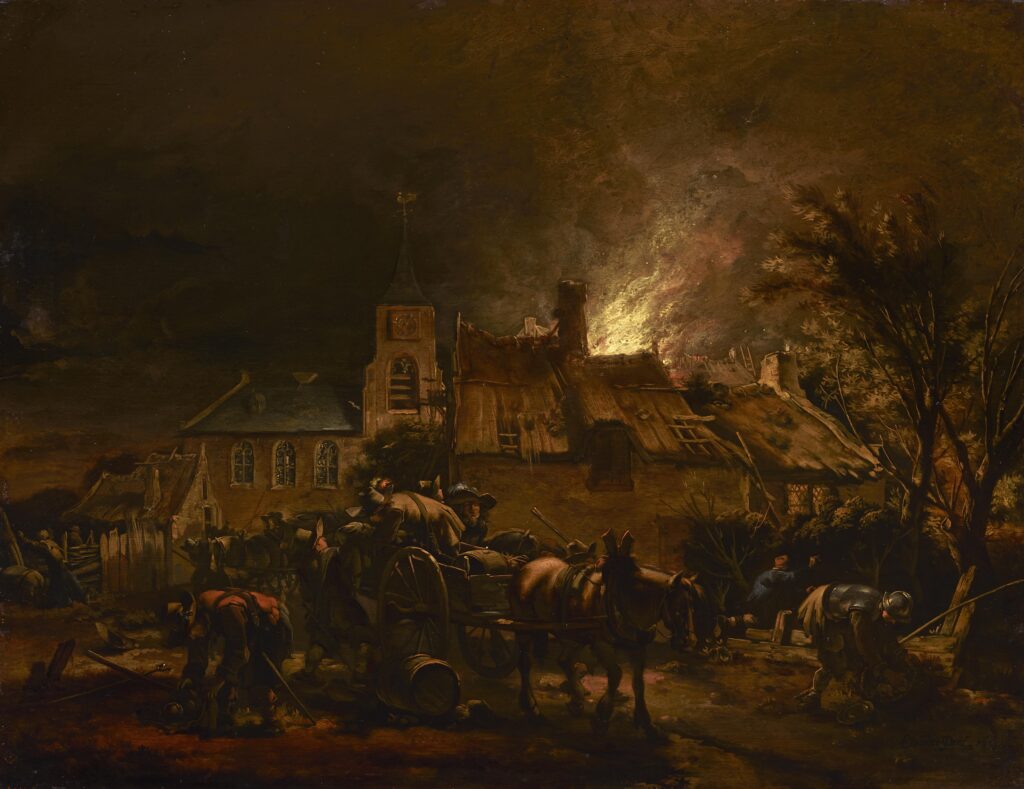 Egbert Lievensz. van der Poel_A fire in a village at night