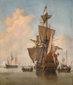 VELDE YOUNGER, Willem van de Velde – A fifth rate English warship, possibly the Holmes, preparing to leave anchorage