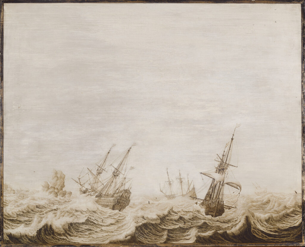 Heerman Witmont, Fluyten and other three-masters in choppy weather, a pair - 2