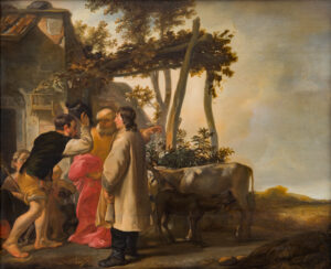 TEMPEL, Abraham Lambertsz van den, Petrus inquiring about a donkey for Christ to ride into Jerusalem